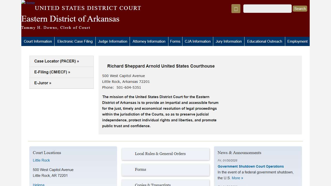 Eastern District of Arkansas United States District Court